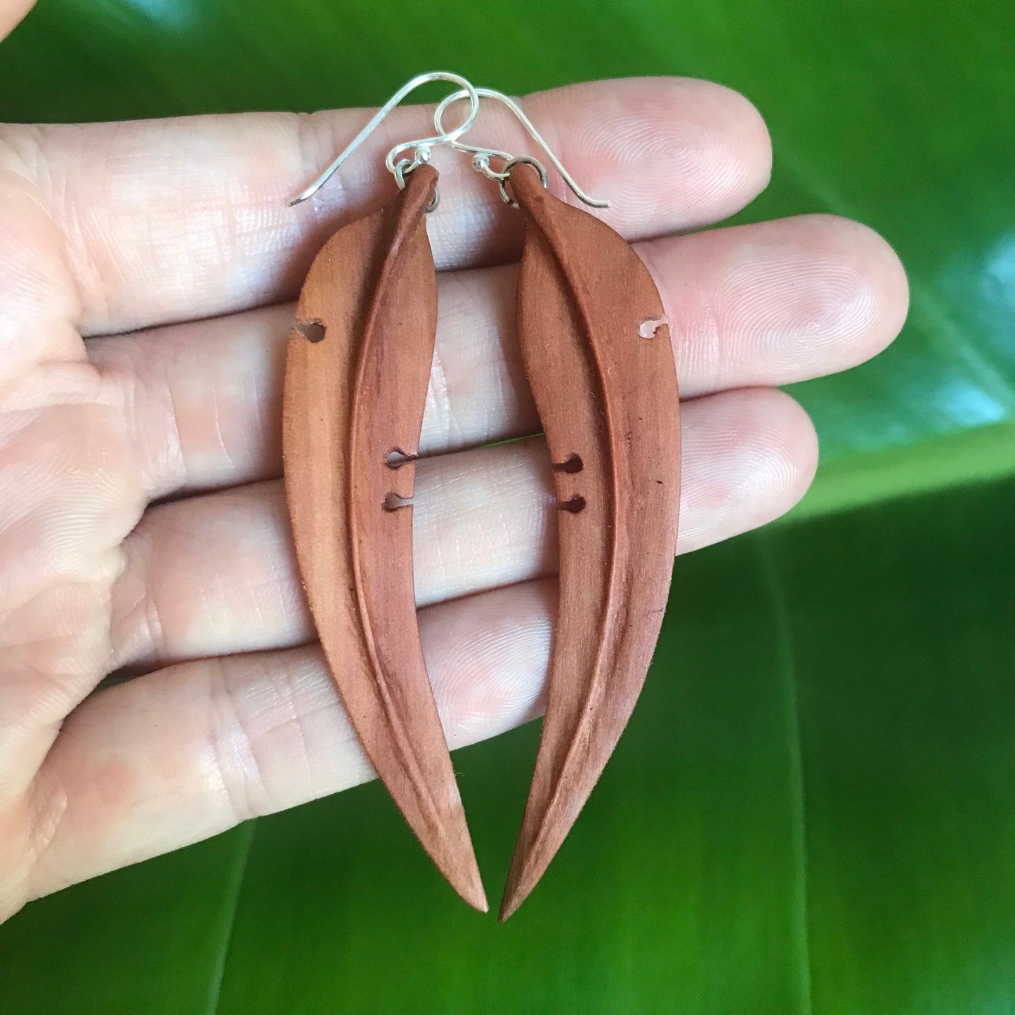 Large Gum Leaf Earrings - 3D Drop Earrings