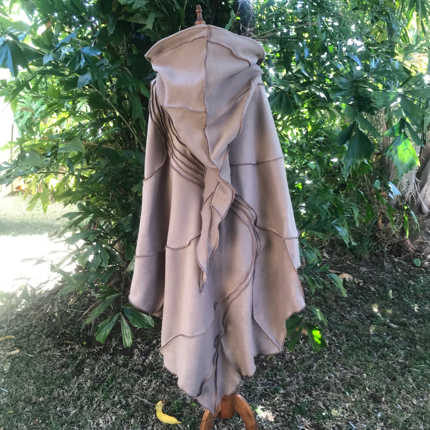Bone - Leaf Cape Poncho with Giant Pixie Hood - - cloak - cape