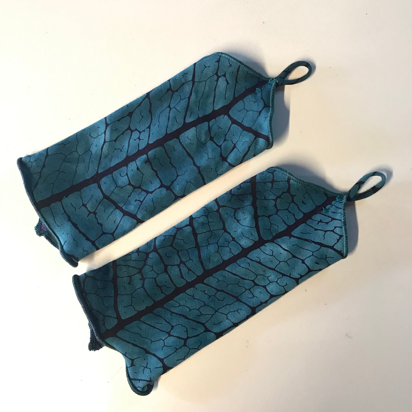 Leaf Print Cuffs w/ Finger Loops
