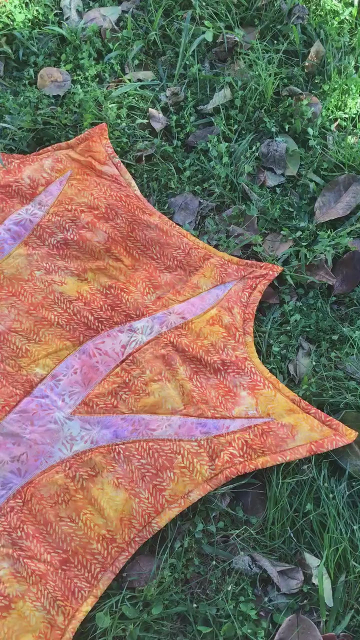 Burnt Orange - Queen Sized Leaf Blanket - Couch Throw - Bed Cover - Picnic Blanket