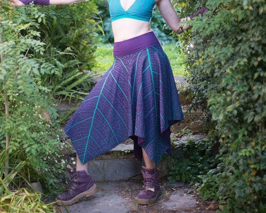 Purple & Turquoise - Long Pixie Skirt - Heavy Weight - Pointed Fairy Skirt - Festival Clothing - Everyday Fairywear
