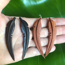 Large Gum Leaf Earrings - Red Wood - Suar wood - Mahogany Earrings