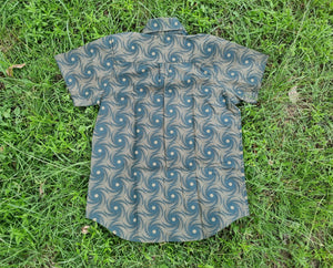 Last one! Small Mens Button Up Shirt, Collared Shirt, Psychedelic Button Down Shirt, Sacred Geometry Print