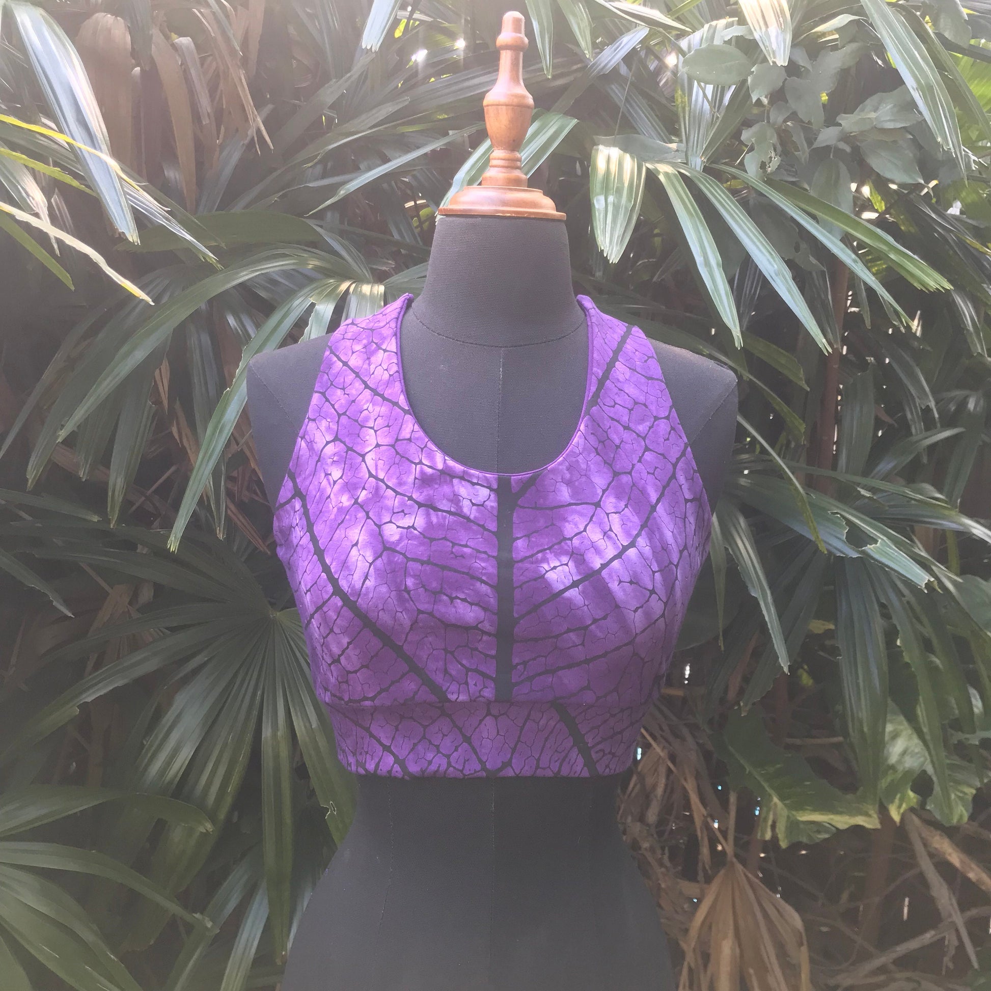 Leaf Crop Top - Yoga Top - Handprinted & Stitched for you by me